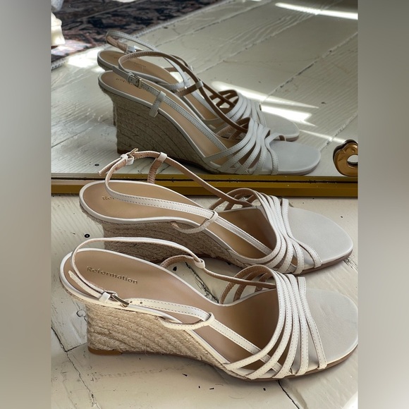 Reformation Cream Ava Wedge Espadrille Sandal Size 10 NEW - Picture 3 of 7